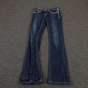 Grace In LA Jeans Girls 10 Blue Denim Straight Leg Embellished Flap Pockets